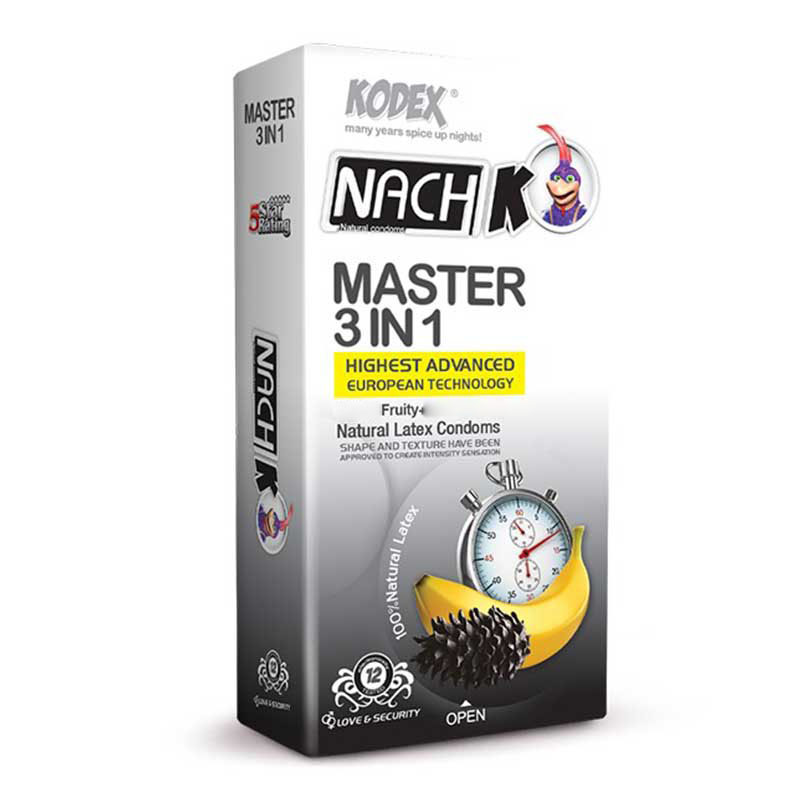 کاندوم مستر 3 در 1 کودکس 12 عددی MASTER 3 IN 1 CONDOM KODEX