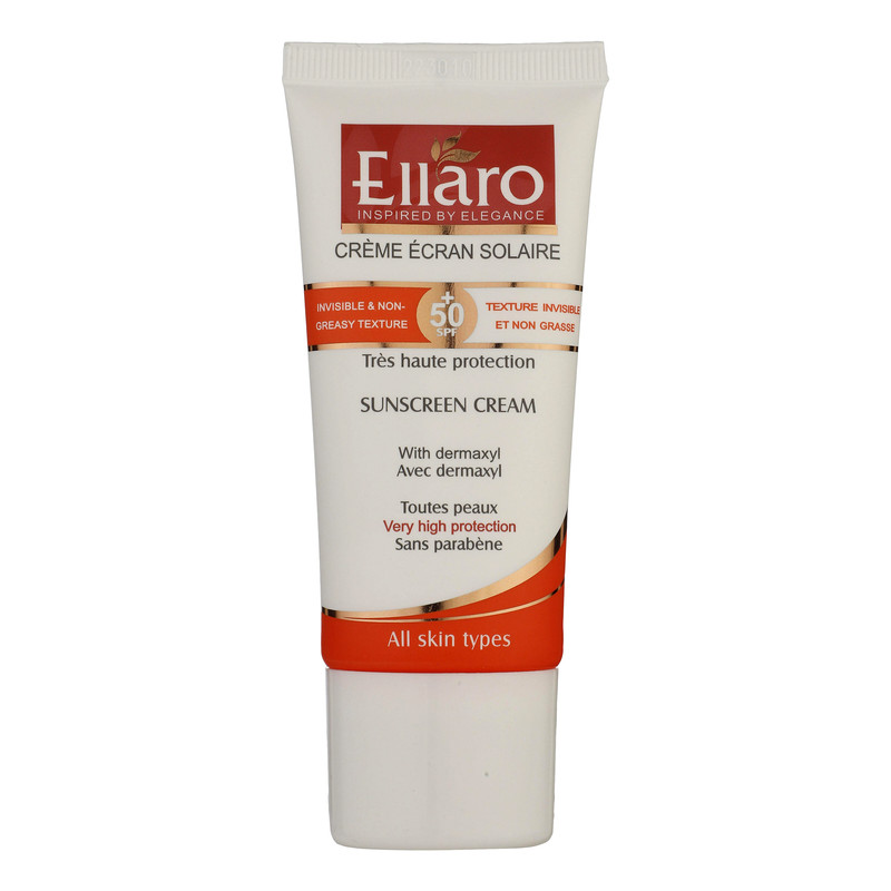 کرم ضد آفتاب بی رنگ SPF 50 الارو SUNSCREEN CREAM ELLARO