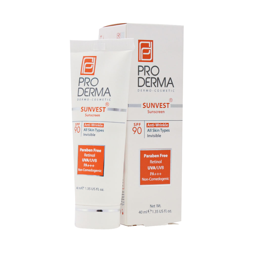 کرم ضد آفتاب و ضد چروک SPF90 پرودرما SUNVEST SUNSCREEN SPF 90 PRO DERMA