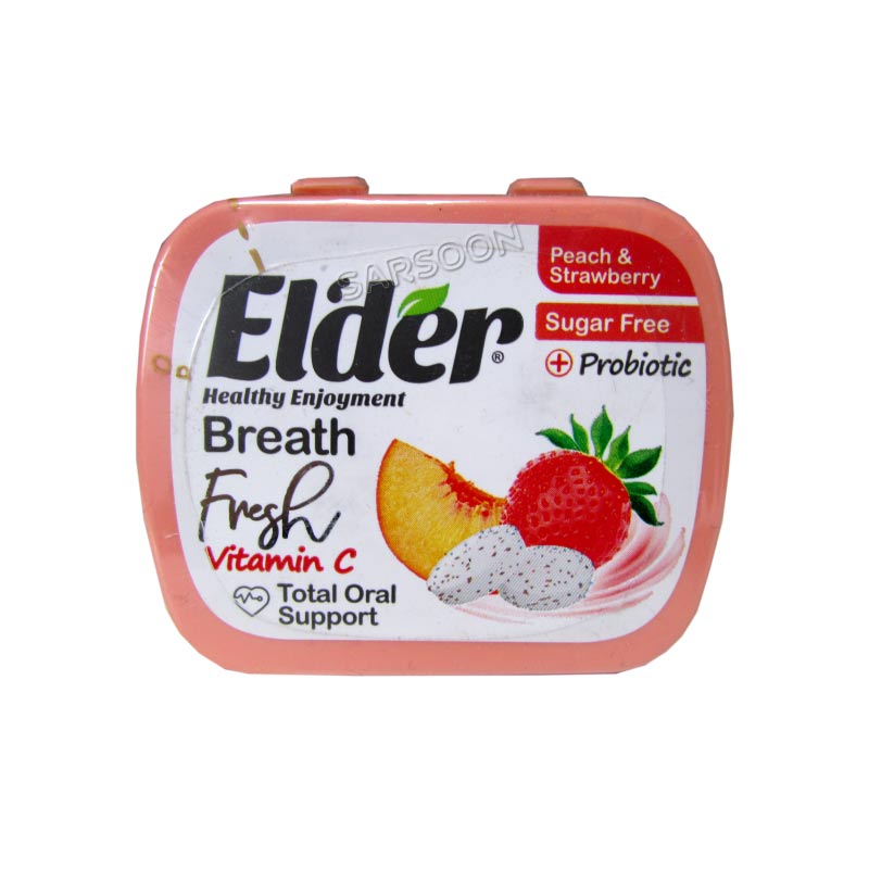 قرص خوشبو کننده دهان پروبیوتیک هلو و توت فرنگی الدر MOUTH FRESHENER WITH PEACH AND STRAWBERRY FLAVOR ELDER